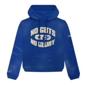 Blue Hellstar heavyweight pullover hoodie shown from the front
