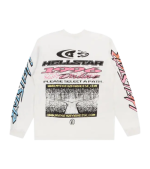 White Hellstar 1996 Deluxe long sleeve back with city skyline graphic and sleeve prints