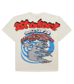 Alternate view of the white Hellstar Studios tee with screaming kid artwork