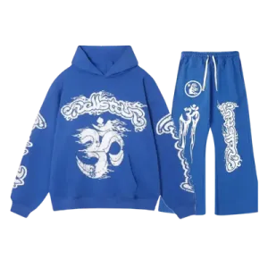 Blue Hellstar Graphic Streetwear Tracksuit
